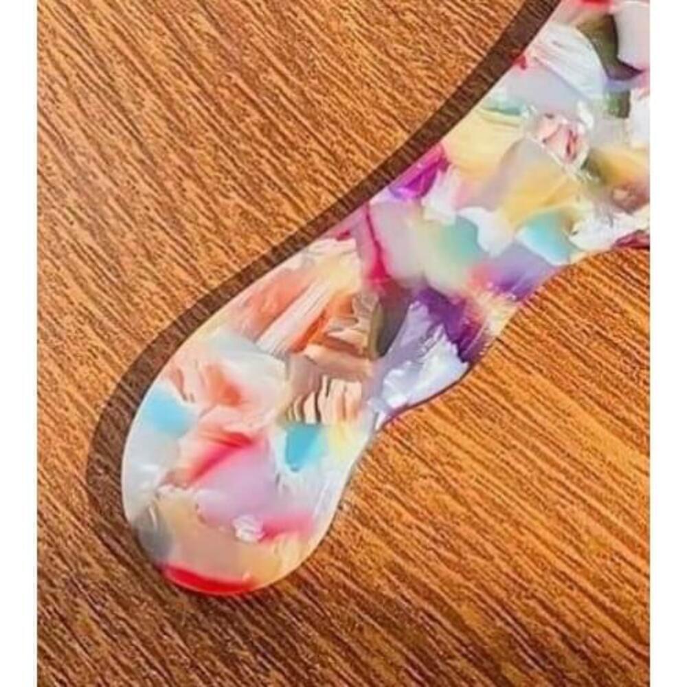 Hair Comb In Multicolored Marble Pattern - Picture 3 of 5